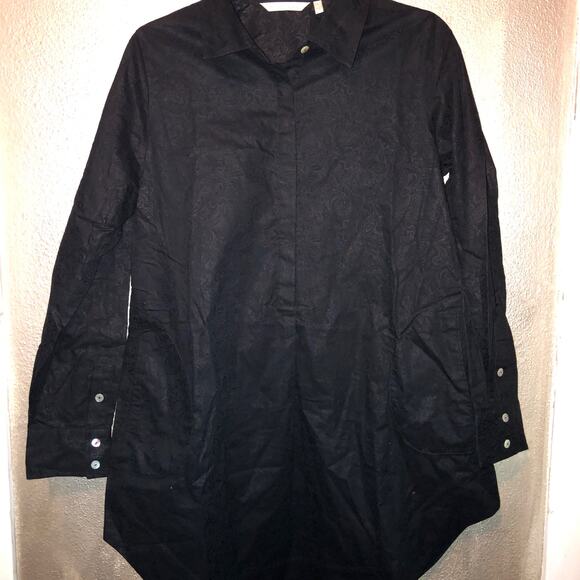 Soft Surroundings  Black  Jacquard  Long Sleeve  Dress  Large - Picture 2 of 7